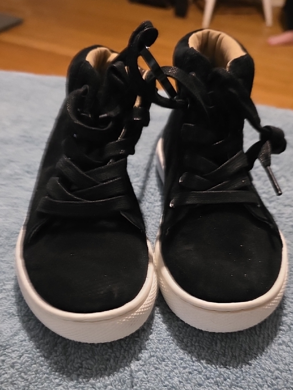 Janie and Jack Black High-Top Kids Boots with White Soles